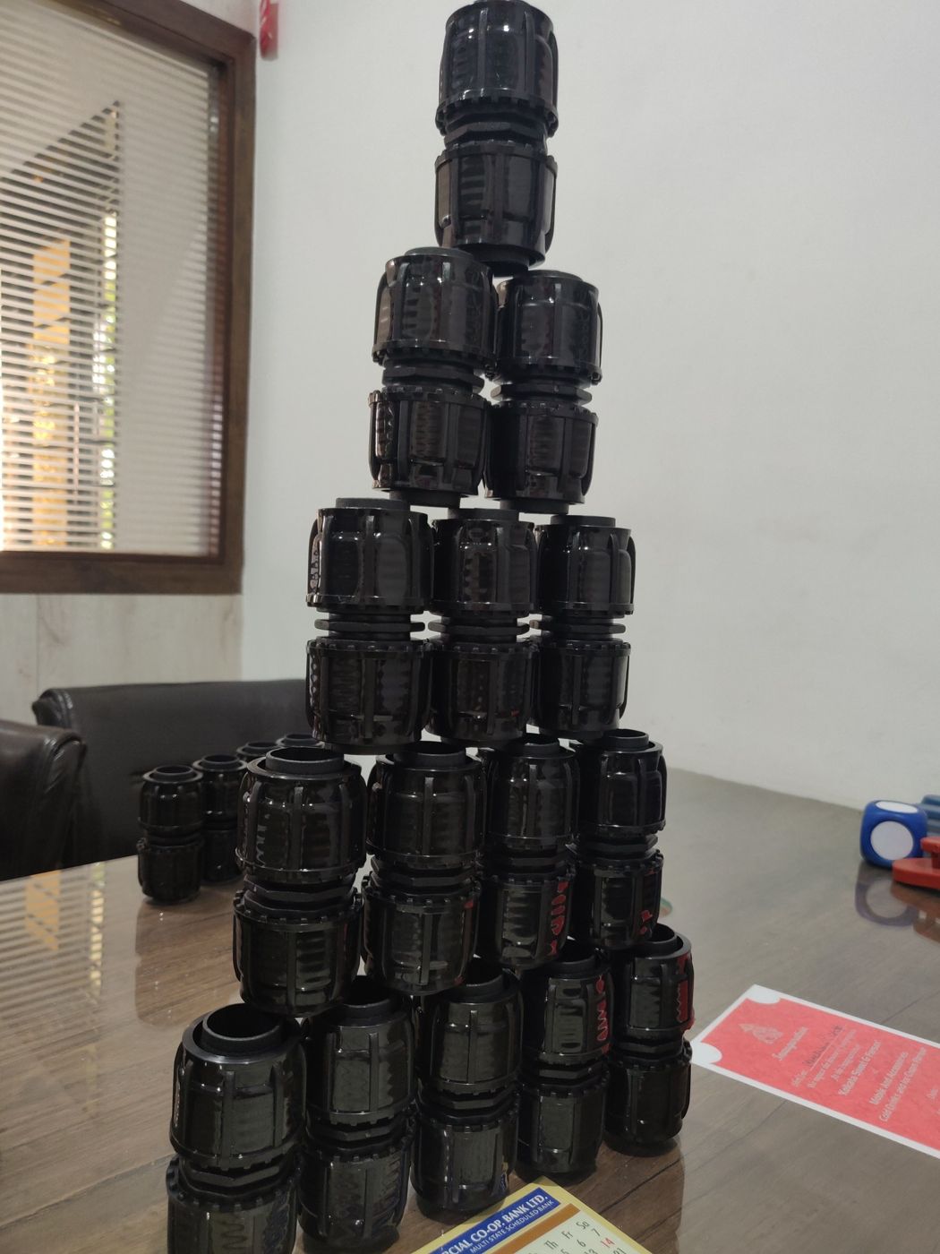 Injection molded irrigation and plumbing fittings including compression couplers, end cap, flange and PVC rings